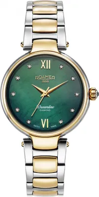 Produktbild von Damenarmbanduhr ROAMER 857847 47 79 50 klassisch grün mit Diamanten