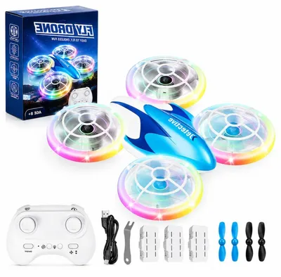 Produktbild von Skeufy Mini Drohne für Kinder, Kinder drohne Spielzeug ab 6+ Jahre, Drone Quadrocopter mit LED Lichter, 3D Drehung, Kopflosem Modus und 3 Akkus, Weihnachten Geburtstags