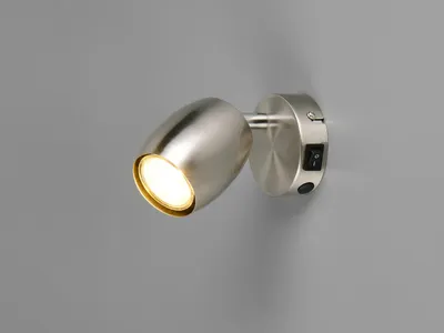 Produktbild von LED Innen Wandstrahler aus Metall Silber mit Schalter, Spot schwenkbar, H: 14cm