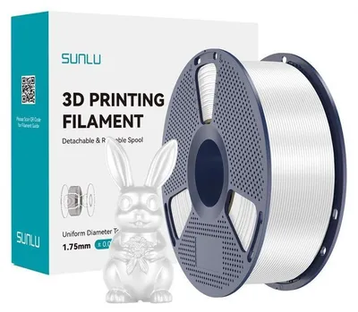Zdjęcie produktu dla Filament Sunlu PLA+ Silk, 1,75 mm, 1 kg – kolor: biały