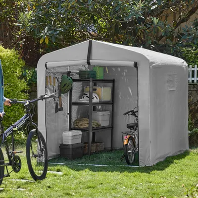 Produktbild von SoBuy Fahrradunterstand Gerätehaus mit Rolltür Aufbewahrungsmöbel Grau Praktisch KLS11-II-L