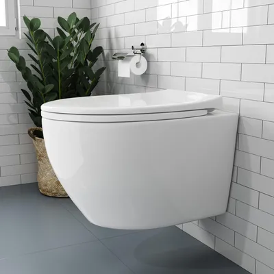 Produktbild von Tiefspül-WC Hänge WC Spülrandlos Toilette - 360° Einloch Superspin Spülung Wand WC Toilette mit abnehmbaren Deckel sitz mit Absenkautomatik