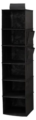 Image de Organisateur pour armoire – 6 compartiments – Textile – Noir – Rangement suspendu – Solution pratique pour les vêtements