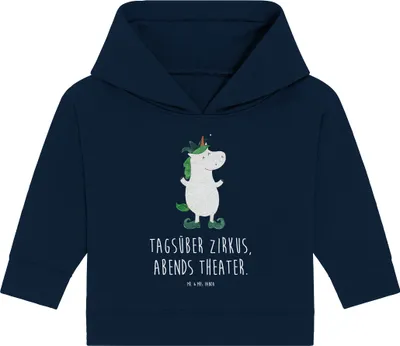 Produktbild von Mr. & Mrs. Panda Organic Baby Hoodie Einhorn Joker 12. - 18. Monat - French Navy - Geschenk, Hofnarr, Unicorn, Mittelalter, Kasper, Kapuzenshirt, Kapuzensweatshirt