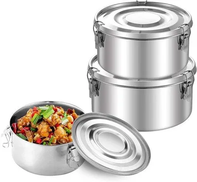 Immagine prodotto di Contenitore in acciaio con coperchio - a tenuta stagna - per bambini - contenitore in acciaio per snack, frutta, muesli e zuppe