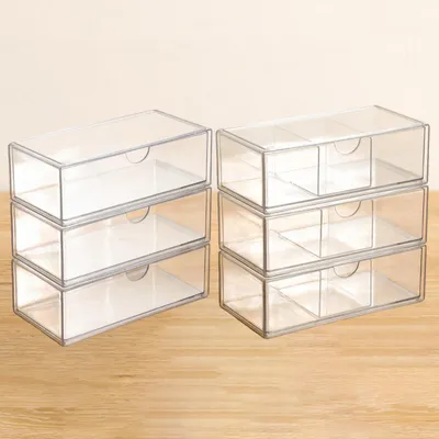 Schubladen-Organizer 6er-Set, Acryl, transparent, 10x20,5x7 cm