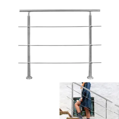 Obrázek produktu pro Aopunly zábradlí z nerezové oceli zábradlí schodiště pro vnitřní venkovní balkon zábradlí schodiště zábradlí 160cm 3 příčky