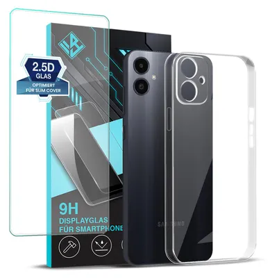 Produktbild von Handyhülle für Samsung Galaxy A05 mit 9H Displayglas Displayschutz Hülle Transparent Flexibel Elastisch Case Cover Backcover Schutzhülle