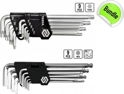 Produktbild von Kugelkopf Innensechskant Imbuß Schlüssel + Torx Winkel Schlüssel Satz 18 tlg