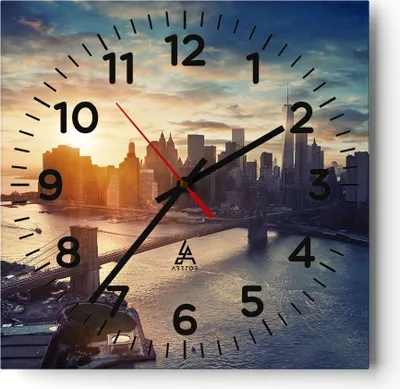Produktbild von Wanduhr - Quadrat - Glasuhr - New York Stadt - 40x40cm - Schleichendes Uhrwerk - Lautlos - zum Aufhängen bereit - Dekoration Modern - Wanddekoration aus Glas - C4AC40x40-3733