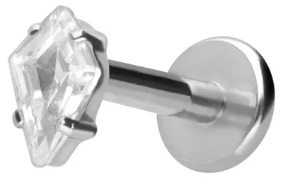 Produktbild von Ohrpiercing, Nasenpiercing Titan Labret mit Push Fit KRISTALLRAUTE Silber Stablänge: 8mm | Stabstärke: 1,2mm
