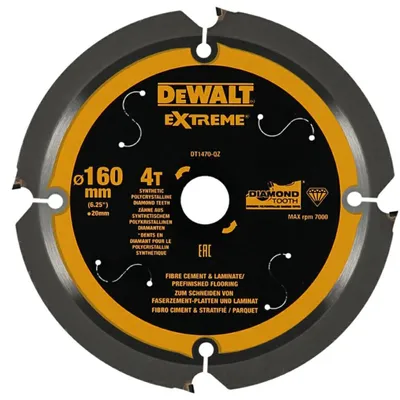 Kreissägeblatt DEWALT 160x20mm 4 Zähne Fibre Cement STANLEY BLACK+DECKER