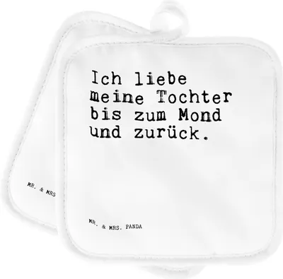 Produktbild von Mr. & Mrs. Panda Topfuntersetzer Ich liebe meine Tochter... - Weiß - Geschenk, topfhalter, Topflappen Set, Kochlappen, Familie, Sprüche, Mutter, Tochter, Topflappenset