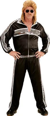 Produktbild von 80er 90er Jahre Trainingsanzug - Jogginganzug schwarz 80ties Anzug Proll 3XL - 58/60