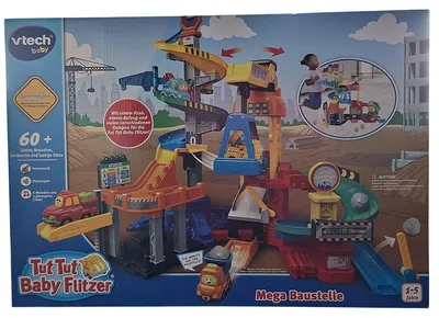 Obrázok produktu pre V-Tech 80-543574 – Tut Tut Baby Flitzer – Mega stavenisko – súprava s žeriavom, výťahom a sklápačom