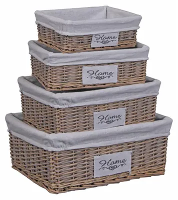 Produktbild von Rechteckiger, flacher Korb aus grauem Rattan für den Hausgebrauch