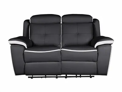 Produktbild von Relaxsofa Leder elektrisch 2-Sitzer - Schwarz & Weiß - ANGELIQUE