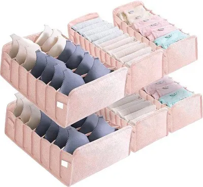 Produktbild von Famanu Schrankorganizer 6-teilig - Faltbare Aufbewahrungskisten in Rosa