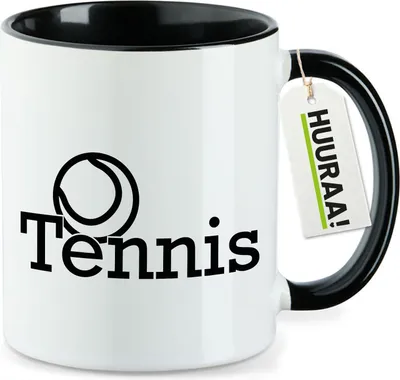 Produktbild von Huuraa Kaffeetasse Tennis Ball 330ml Schwarz Keramik Kaffeebecher Geschenkidee