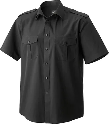Produktbild von Herren Pilotenhemd halbarm schwarz, Größe 45/46 : 46 : 60% Baumwolle 40% Polyester, 120 g/m² : schwarz