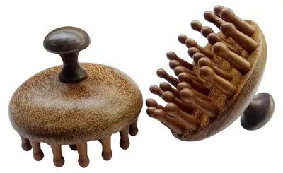 Produktbild von Holzkamm für Gua Sha, Shampoo-Schwamm und Kopfmassage