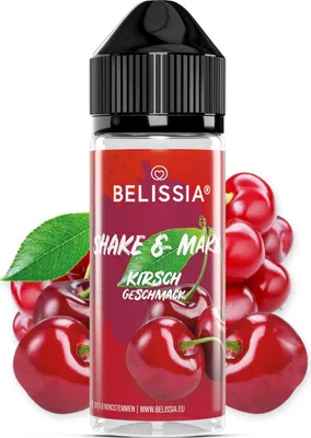 Produktbild von Belissia Shake and Make Kirsche - 10ml hochdosiertes Lebensmittelaroma + 120ml Schüttelflasche - Für Backen, Speisen, Getränke, Shake, DIY & Raumduft