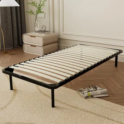 Produktbild von DEWINNER Bettgestell 90x190 | Lattenrost mit 6 Füßen für Erwachsene | Bettrahmen 90x190 mit Lattenrost | Höhe des Bettrahmens 29 cm | 18 Latten