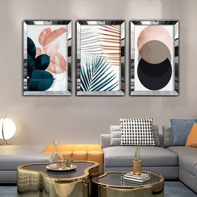 Produktbild von Wallity, Huhu409 - 50 x 70, Dekoratives MDF-Plexiglas-Gemälde (3 Stück), Mehrfarbig, 100 % MDF, 50 x 70 cm