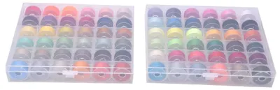 Imagen del producto de 72 colores de hilo de coser, transparentes, de alta calidad, con 2 cajas de plástico, accesorios para máquina de coser, 72 hilos (2 cajas)