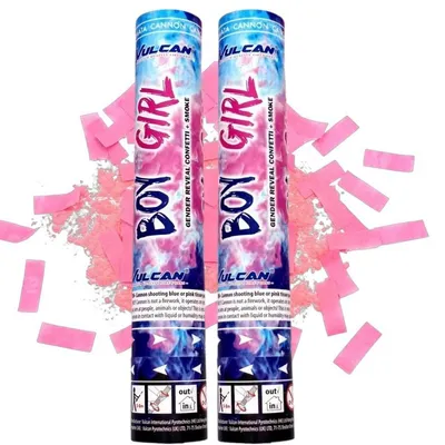 Productafbeelding van 2 stuks Gender Reveal Rookkanon Roze Meisje - Confetti Kanon - Feest Shooter - Gender Reveal Party - Confetti & Rook