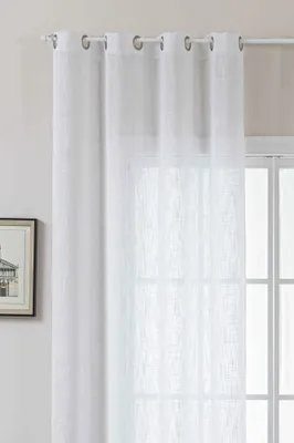 Produktbild von Gardine Ösen Grobfaser »Seoul« HxB 245x140 cm Weiß Ösen Linenlook-Struktur Uni Halbransparent Blickdicht 2024110