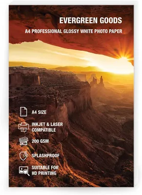 Produktbild von Fotopapier A4, glanzend weiß, 50 Blatt, 200 g/m², doppelseitig bedruckbar für Fotoabzüge