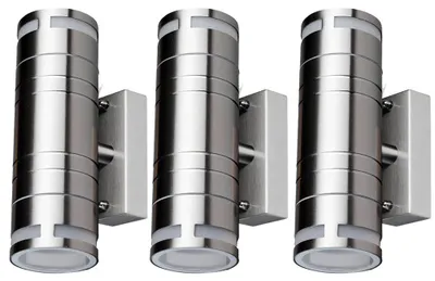 Produktbild von 3er Set Wandlampe, Up & Down, Edelstahl, H 17,8 cm