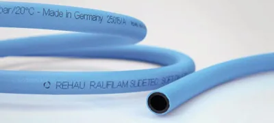 Produktbild von Rehau Rolle Industrieschlauch RAUFILAM SLIDETEC SOFT 10290351200 | 40 m Rolle | 9 mm Durchmesser | Wandstärke: 2,8 mm | druckfest bis 20 bar | Easy-Slide Oberfläche | für Druckluft | blau