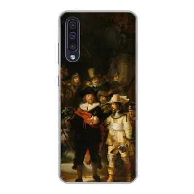 Produktbild von MuchoWow® Handyhülle Schutzhülle Hülle für Samsung Galaxy A30s Die Nachtwache - Gemälde von Rembrandt van Rijn Silikon Softcase Handy Hülle - Karteninhaber
