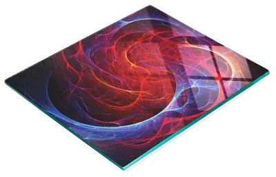 Immagine prodotto di Tagliere da cucina decorativo in vetro con motivo frattale, 60 x 52 cm