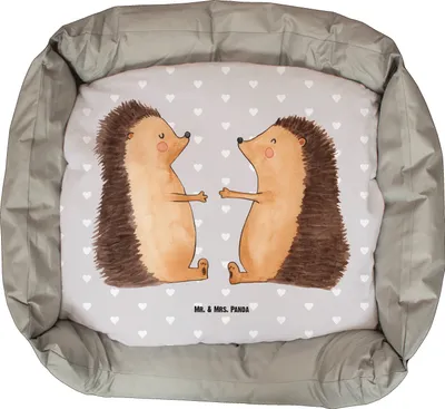 Produktbild von Mr. & Mrs. Panda Hundekorb Igel Liebe - Grau Pastell - Geschenk, Weihnachten, Vatertag, Freundin, Hund, Nikolaus, Hochzeitstag, Hochzeit, Welpen