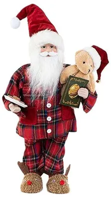 Produktbild von Weihnachtsfigur Eurolamp - Weihnachtsmann mit Bär, 46 cm