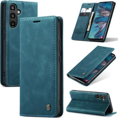 Image de Galaxy A34 5G Case, RetroPolyuréthaneLeather Case with Stand Function for Samsung Galaxy A34 5G blue