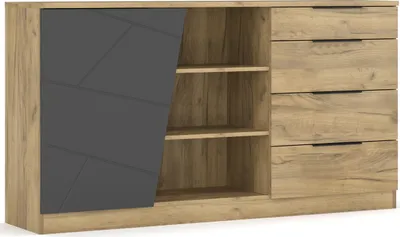 Obrázek produktu pro nabbi Jednodveřová komoda se zásuvkami Viliam CH-1D4DRWS - dub craft zlatý/šedá