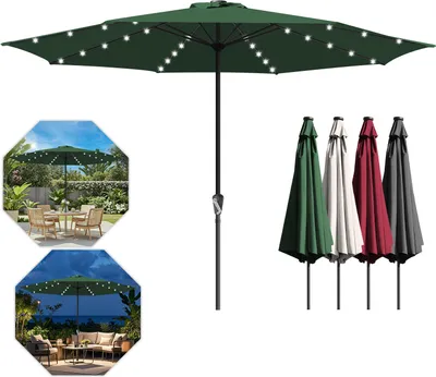 Image de TolleTour Ø350cm Parasol Parasol UV40+ Parasol de jardin Terrasse Jardin Protection UV LED Solaire, Rouge