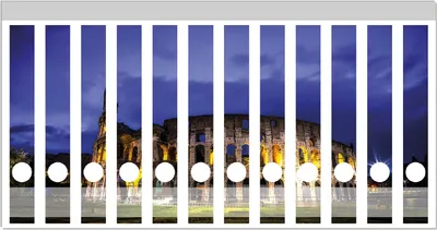 Produktbild von Wallario Ordnerrücken Sticker, selbstklebend für schmale Ordner, 12 Stück, Motiv Italien bei Nacht - Kollosseum in Rom, beleuchtet am Abend