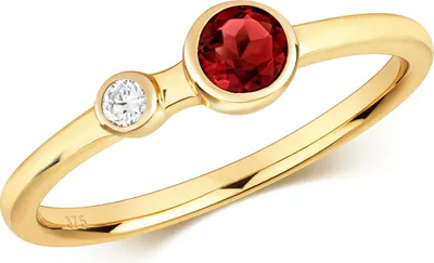 Image de Bague Femme 2 Pierres Or 375/1000 et Diamant Brillant HI - I1 avec Grenat, 54 (17.2); TRS32293RSN