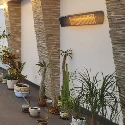 Image de Chauffage infrarouge MAXXMEE | Télécommande incluse, 2000 W | Chauffage de terrasse à deux niveaux de chauffage | Noir