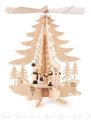 Produktbild von Pyramide mit Kurrende, für Kerzen d=14mm  Breite x Höhe x Tiefe 26,5 cmx33 cmx26,5 cm NEU