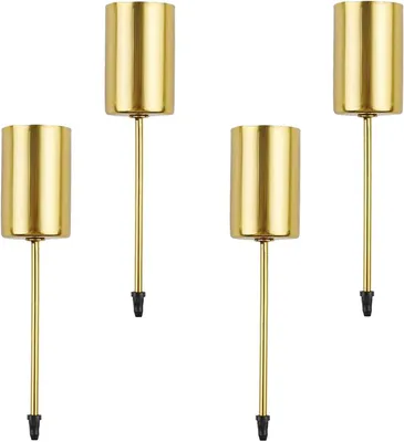 Image de Support-bougies, lot de 4, supports-bougies dorés pour bougies, chandeliers en métal, bougeoir de table en métal, décoration pour Noël