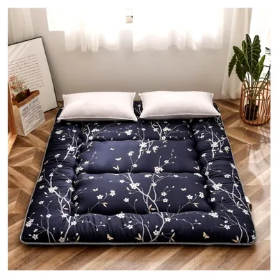 Produktbild von Bodenmatratze, Futon-Matratze, dicke Matte, faltbar, aufrollbare Matratze, schwarz, 90 x 200 cm, Schlafsaal, Bodenliege, Kissen, Bettmatten