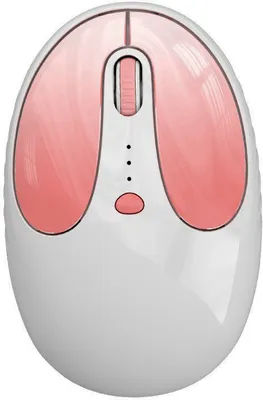 A top-down view of a wireless computer mouse.