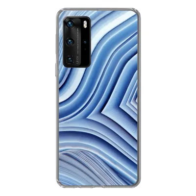 Produktbild von MuchoWow® Handyhülle Schutzhülle Hülle für Huawei P40 Pro Natursteine - Muster - Blau Silikon Softcase Handy Hülle - Schutz