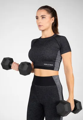 Produktbild von Gorilla Wear Selah Nahtloses Crop-Top - Schwarz - M/L